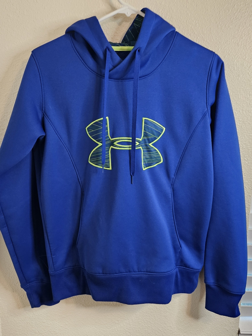 Under Armour Men's Royal Blue Hoodie with Neon Logo